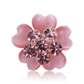 Pink Cat Eye Petal Flower Brooch Rhinestone Center Style view 1