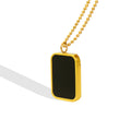 Black Rectangle Pendant Ball Chain Necklace Three Tones view 5