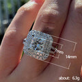 Square Double Halo Crystal Ring in Polished Metal Jewelry view 4