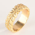 Wheat Leaf Engraved Wide Band Ring In Three Metal Tones view 6