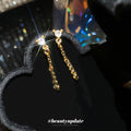 Crystal Bar and Chain Tassel Drop Earrings in Polished Gold Tone view 4