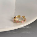 Gold-Tone Open Adjustable Heart Bow CZ Fashion Rings Set view 11