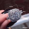 Round Crystal Double Halo Ring With Pavé Split Band in Silver Tone view 2