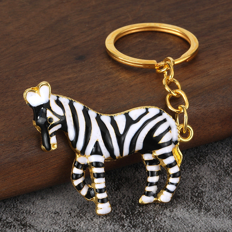 Cute Horse and Zebra Metal Keychain, Animal Bag Charm Key Ring Pendant