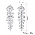 Silver Tone Crystal Leaf Branch Tassel Crystal Three Designs Metal Dangle Earrings view 2