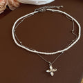 Silver Tone Layered Bead And Flower Necklaces With Decorative Accents view 6