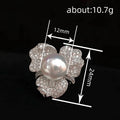 Silver Tone Pearl Center Crystal Camellia Ring Fashion Jewelry view 4