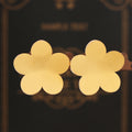 Five Petal Flower Stud Earrings Brushed Titanium Steel Gold Steel view 2