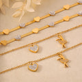 Gold Heart Snake Chain And Ballerina Charm Bracelets view 4