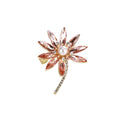Pink Gold Tone Leaf Crystal Pearl Look Metal Brooch Pin view 5