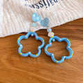 Blue Flower and Button Drop Earrings in Two Playful Styles view 6