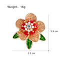 Red Gold Tone Peony Metal Brooch Pin for Jackets and Lapels view 2