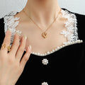 Open Heart Organic Texture Pendant Necklace Gold Steel view 4