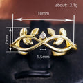 Gold Vine Leaf Infinity Ring Clear Center Stone Sizes 6-10 view 4
