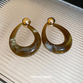 Olive Green Open Teardrop Stud Earrings Fashion Jewelry view 4