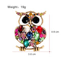 Owl Crystal Two Designs Metal Brooch Pin 4.8 x 3.8 cm view 2