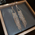 Crystal Triangle Fringe Hook Earrings with Polished Metal Details view 6