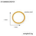 Gold Beaded Ball Band Ring Stainless Steel Stackable view 6