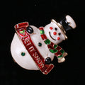 White Enamel Snowman Brooch With Let It Snow Banner view 3