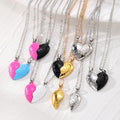 Two Piece Forever Split Heart Pendant Necklace Sets in Seven Colors view 1