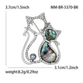 Crystal Double Cat Brooch with Iridescent Shell Inlays view 5