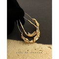 Gold Textured Wrinkle Irregular Teardrop Open Hoops view 1