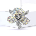 Crystal Peony Brooch in Four Pavé Colorways Floral Pin view 5
