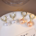 Heart Huggie Pearl Look Champagne and White Earrings view 1