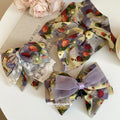Floral Print Lace Bow Hair Claw Clip and Scrunchie Set view 3