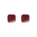 Wine Red Square Enamel Stud Earrings Gold-Tone Metal Frame view 5