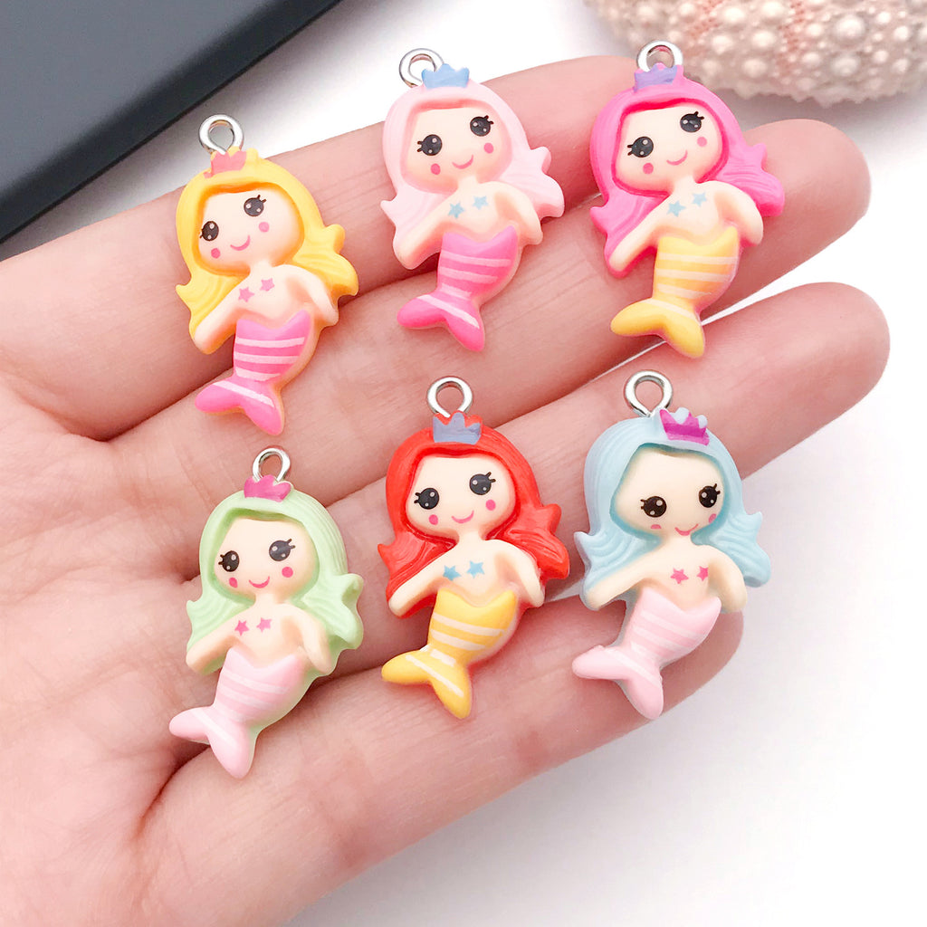 Candy Color Resin Mermaid Charm Pendant for DIY Earrings Necklaces Phone Chain