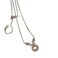Pearl Drop and Floral Pendant Necklace in White and Pink view 5