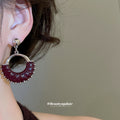 Leather Fringe Hoop Stud Earrings Fashion Jewelry Collection view 4