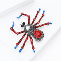 Antique Silver Spider Brooch With Red Legs and Blue Feet view 3
