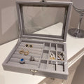 Gray Glass Top Compartment Jewelry Storage Box for Jewelry Display view 1