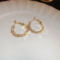 Crystal Trimmed Hoop Earrings in Gold and Silver Tones view 10