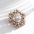 Gold Tone Silver Tone Sunflower Crystal Pearl Look Metal Brooch Pin view 5