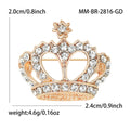 Openwork Crystal Crown Brooch in Gold or Silver Tone view 5