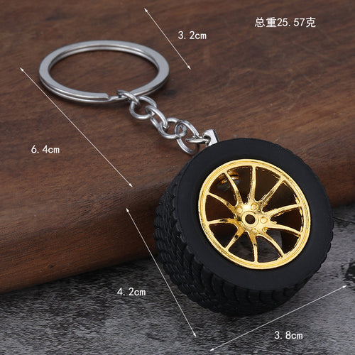Car Wheel Rim Zinc Alloy Rubber Keychain Accessory Gift