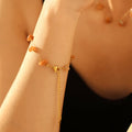 Gold Chain Orange Natural Stone Chip Necklace And Bracelet view 3