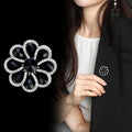 Black Flower Metal Brooch Pin 4.4 cm for Jackets and Lapels view 3