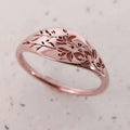 Floral Cutout Signet Ring In Gold Silver And Rose Tones view 6