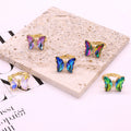 Gold Tone Faceted Crystal Butterfly Adjustable Rings in Five Colors view 1