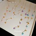 Gold Tone Floral Y Necklaces in Four Colors Chain Pendant Jewelry view 2