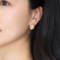 Gold Woven Cross Knot Stud Earrings with Pavé CZ Accents view 3