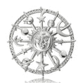 Zodiac Wheel And Sun Face Brooch In Gold And Silver Tones view 5