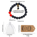 Black Round Bead Red Faceted Cat Charm Stretch Bracelet view 2