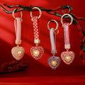 Pearl Center Crystal Heart Keychains with Straps and Plain Options view 8