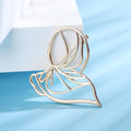 Open Line Art Woman Profile Metal Brooch in Gold and Silver view 4