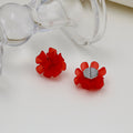 Eight Color Translucent Layered Petal Flower Stud Earrings view 4